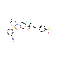 CC(C)CN(c1ccc([C@@](O)(C#Cc2ccc(S(C)(=O)=O)cc2)C(F)(F)F)cc1)S(=O)(=O)c1cccc(C#N)c1 ZINC000084709661