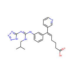 CC(C)CN/C(=N\c1nnn[nH]1)Nc1cccc(/C(=C\CCCC(=O)O)c2cccnc2)c1 ZINC000013796612