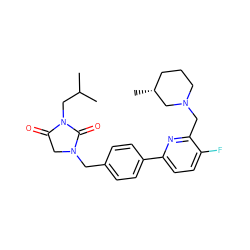 CC(C)CN1C(=O)CN(Cc2ccc(-c3ccc(F)c(CN4CCC[C@@H](C)C4)n3)cc2)C1=O ZINC000072124682