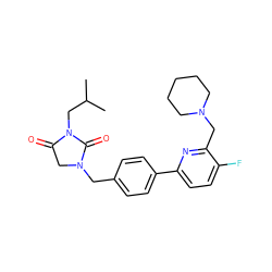 CC(C)CN1C(=O)CN(Cc2ccc(-c3ccc(F)c(CN4CCCCC4)n3)cc2)C1=O ZINC000072141063