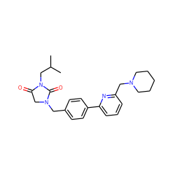 CC(C)CN1C(=O)CN(Cc2ccc(-c3cccc(CN4CCCCC4)n3)cc2)C1=O ZINC000072139890