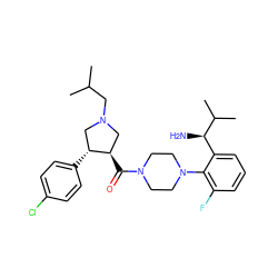 CC(C)CN1C[C@@H](C(=O)N2CCN(c3c(F)cccc3[C@@H](N)C(C)C)CC2)[C@H](c2ccc(Cl)cc2)C1 ZINC000028824177