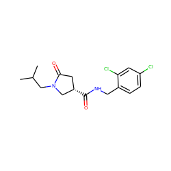 CC(C)CN1C[C@@H](C(=O)NCc2ccc(Cl)cc2Cl)CC1=O ZINC000029963615