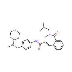 CC(C)CN1CC(C(=O)Nc2ccc(CN(C)C3CCOCC3)cc2)=Cc2ccccc2C1=O ZINC001772579214