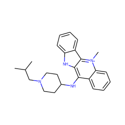 CC(C)CN1CCC(Nc2c3ccccc3[n+](C)c3c2[nH]c2ccccc23)CC1 ZINC000064550035