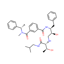 CC(C)CNC(=O)[C@H](NC[C@H](O)[C@H](Cc1ccccc1)NC(=O)c1cccc(C(=O)N(C)[C@@H](C)c2ccccc2)c1)[C@H](C)O ZINC000473224165