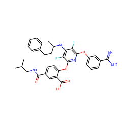 CC(C)CNC(=O)c1ccc(Oc2nc(Oc3cccc(C(=N)N)c3)c(F)c(N[C@@H](C)CCc3ccccc3)c2F)c(C(=O)O)c1 ZINC000028524297