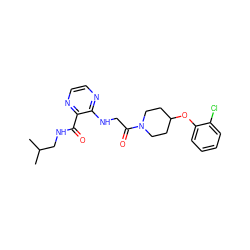 CC(C)CNC(=O)c1nccnc1NCC(=O)N1CCC(Oc2ccccc2Cl)CC1 ZINC000028704884