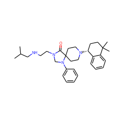 CC(C)CNCCN1CN(c2ccccc2)C2(CCN([C@@H]3CCC(C)(C)c4ccccc43)CC2)C1=O ZINC000040915061