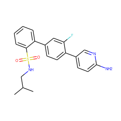 CC(C)CNS(=O)(=O)c1ccccc1-c1ccc(-c2ccc(N)nc2)c(F)c1 ZINC000224727949