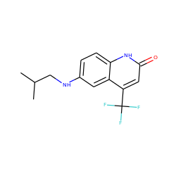 CC(C)CNc1ccc2[nH]c(=O)cc(C(F)(F)F)c2c1 ZINC000014968395