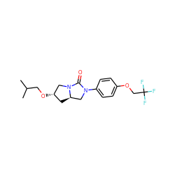 CC(C)CO[C@H]1C[C@@H]2CN(c3ccc(OCC(F)(F)F)cc3)C(=O)N2C1 ZINC000096168556