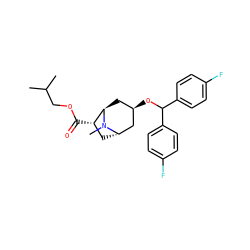 CC(C)COC(=O)[C@H]1C[C@H]2C[C@H](OC(c3ccc(F)cc3)c3ccc(F)cc3)C[C@H]1N2C ZINC000101090248