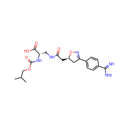 CC(C)COC(=O)N[C@@H](CNC(=O)C[C@@H]1CC(c2ccc(C(=N)N)cc2)=NO1)C(=O)O ZINC000013763361