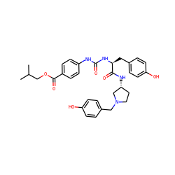 CC(C)COC(=O)c1ccc(NC(=O)N[C@@H](Cc2ccc(O)cc2)C(=O)N[C@@H]2CCN(Cc3ccc(O)cc3)C2)cc1 ZINC000044361037