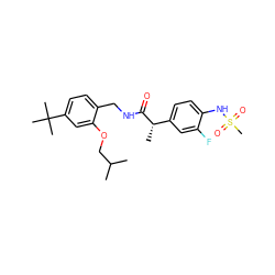 CC(C)COc1cc(C(C)(C)C)ccc1CNC(=O)[C@@H](C)c1ccc(NS(C)(=O)=O)c(F)c1 ZINC000146370510