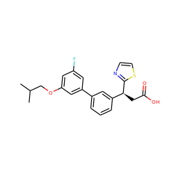 CC(C)COc1cc(F)cc(-c2cccc([C@H](CC(=O)O)c3nccs3)c2)c1 ZINC001772602988