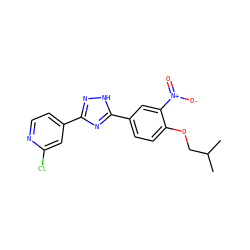 CC(C)COc1ccc(-c2nc(-c3ccnc(Cl)c3)n[nH]2)cc1[N+](=O)[O-] ZINC000039365983