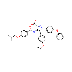 CC(C)COc1ccc(C(=O)Nc2c(C(=O)O)nn(-c3ccc(Oc4ccccc4)cc3)c2-c2ccc(OC(C)C)cc2)cc1 ZINC000653847681