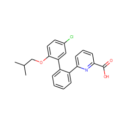 CC(C)COc1ccc(Cl)cc1-c1ccccc1-c1cccc(C(=O)O)n1 ZINC000034661093