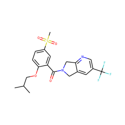 CC(C)COc1ccc(S(C)(=O)=O)cc1C(=O)N1Cc2cc(C(F)(F)F)cnc2C1 ZINC000035902293