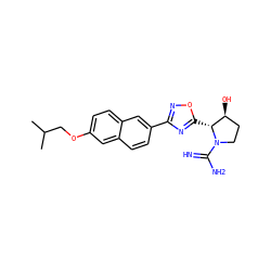 CC(C)COc1ccc2cc(-c3noc([C@@H]4[C@@H](O)CCN4C(=N)N)n3)ccc2c1 ZINC000653887596