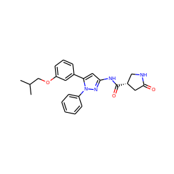 CC(C)COc1cccc(-c2cc(NC(=O)[C@@H]3CNC(=O)C3)nn2-c2ccccc2)c1 ZINC000169707203