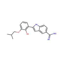 CC(C)COc1cccc(-c2cc3cc(C(=N)N)ccc3[nH]2)c1O ZINC000013444355