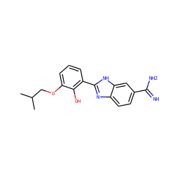 CC(C)COc1cccc(-c2nc3ccc(C(=N)N)cc3[nH]2)c1O ZINC000002047593