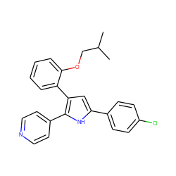 CC(C)COc1ccccc1-c1cc(-c2ccc(Cl)cc2)[nH]c1-c1ccncc1 ZINC000027724178