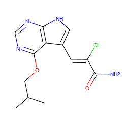 CC(C)COc1ncnc2[nH]cc(/C=C(\Cl)C(N)=O)c12 ZINC001772622296