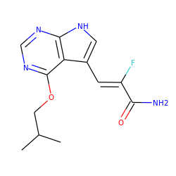 CC(C)COc1ncnc2[nH]cc(/C=C(\F)C(N)=O)c12 ZINC001772636263