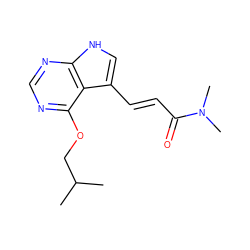 CC(C)COc1ncnc2[nH]cc(/C=C/C(=O)N(C)C)c12 ZINC000208110806