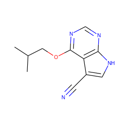 CC(C)COc1ncnc2[nH]cc(C#N)c12 ZINC001772639923