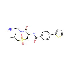 CC(C)CS(=O)(=O)C[C@H](NC(=O)c1ccc(-c2cccs2)cc1)C(=O)NCC#N ZINC000095577781