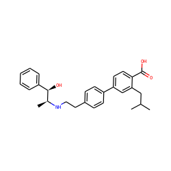 CC(C)Cc1cc(-c2ccc(CCN[C@@H](C)[C@H](O)c3ccccc3)cc2)ccc1C(=O)O ZINC000040835787