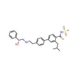 CC(C)Cc1cc(-c2ccc(CCNC[C@H](O)c3ccccc3)cc2)ccc1C(=O)NS(C)(=O)=O ZINC000040891622