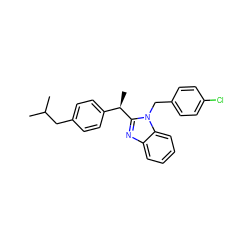 CC(C)Cc1ccc([C@@H](C)c2nc3ccccc3n2Cc2ccc(Cl)cc2)cc1 ZINC000013030892