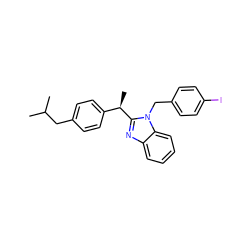 CC(C)Cc1ccc([C@@H](C)c2nc3ccccc3n2Cc2ccc(I)cc2)cc1 ZINC000084707089