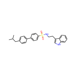 CC(C)Cc1ccc(-c2ccc(S(=O)(=O)NCCc3c[nH]c4ccccc34)cc2)cc1 ZINC000014978321