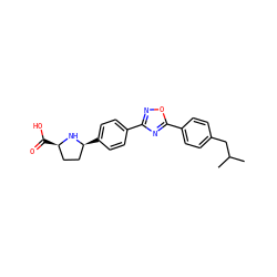 CC(C)Cc1ccc(-c2nc(-c3ccc([C@H]4CC[C@@H](C(=O)O)N4)cc3)no2)cc1 ZINC000036178463