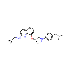 CC(C)Cc1ccc(N2CC[C@@H](Oc3cccc4ccc(NCC5CC5)nc34)C2)cc1 ZINC000028378402