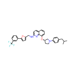 CC(C)Cc1ccc(N2CC[C@@H](Oc3cccc4ccc(NCc5ccc(-c6cccc(C(F)(F)F)c6)o5)nc34)C2)cc1 ZINC000028369455
