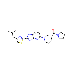 CC(C)Cc1csc(-c2nc3nc(N4CCC[C@@H](C(=O)N5CCCC5)C4)ccc3[nH]2)n1 ZINC001772628584