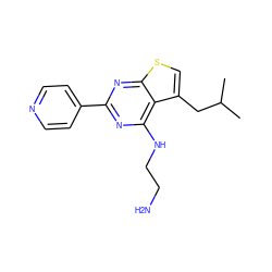 CC(C)Cc1csc2nc(-c3ccncc3)nc(NCCN)c12 ZINC000205888151