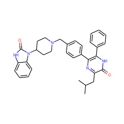 CC(C)Cc1nc(-c2ccc(CN3CCC(n4c(=O)[nH]c5ccccc54)CC3)cc2)c(-c2ccccc2)[nH]c1=O ZINC000003819037