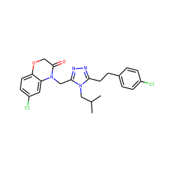 CC(C)Cn1c(CCc2ccc(Cl)cc2)nnc1CN1C(=O)COc2ccc(Cl)cc21 ZINC000071316672