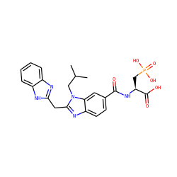 CC(C)Cn1c(Cc2nc3ccccc3[nH]2)nc2ccc(C(=O)N[C@@H](CP(=O)(O)O)C(=O)O)cc21 ZINC000013860274