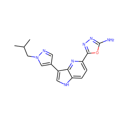 CC(C)Cn1cc(-c2c[nH]c3ccc(-c4nnc(N)o4)nc23)cn1 ZINC000204755585