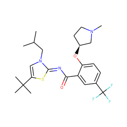 CC(C)Cn1cc(C(C)(C)C)s/c1=N\C(=O)c1cc(C(F)(F)F)ccc1O[C@H]1CCN(C)C1 ZINC000142539973